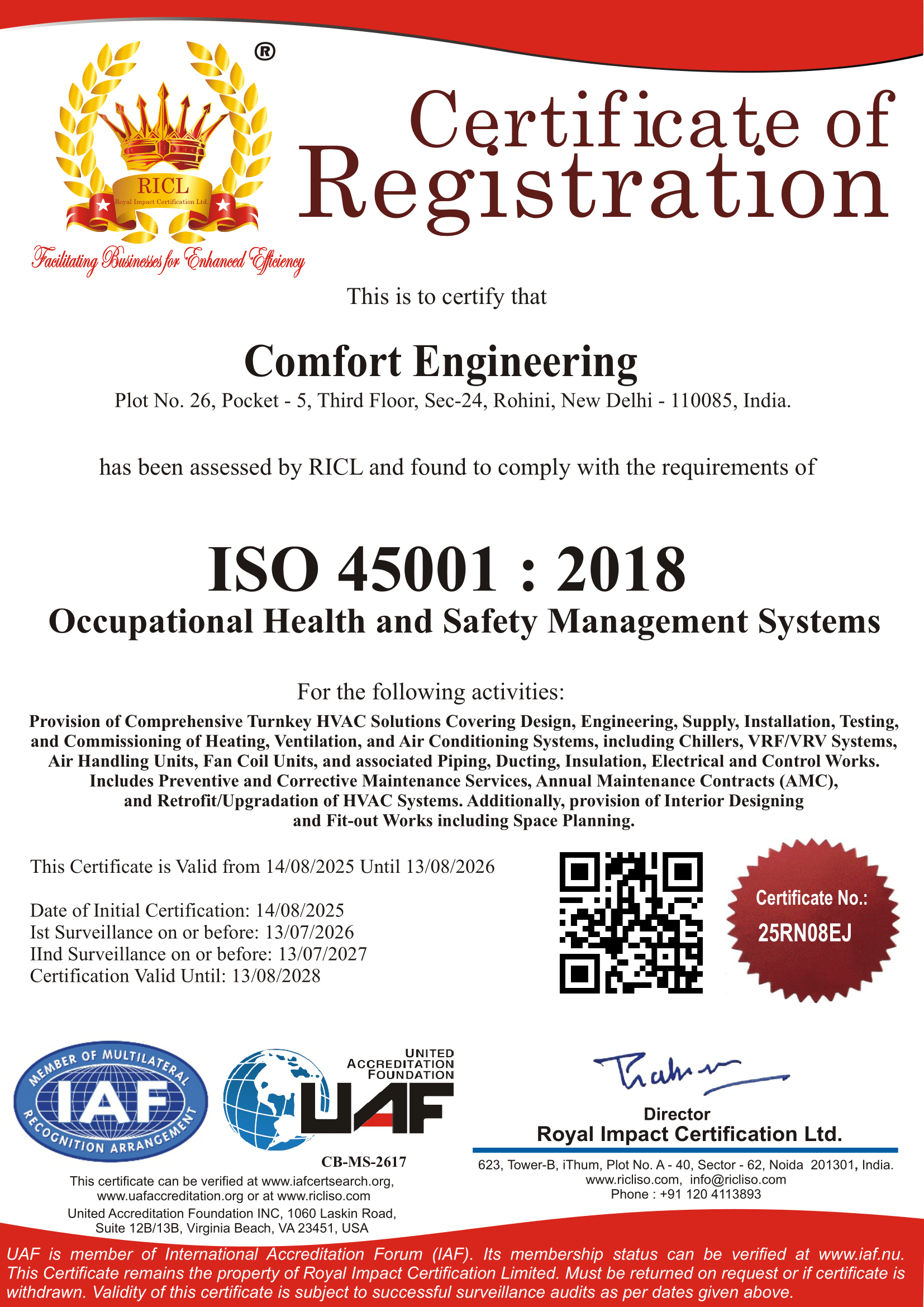 ISO45001 Certified Company